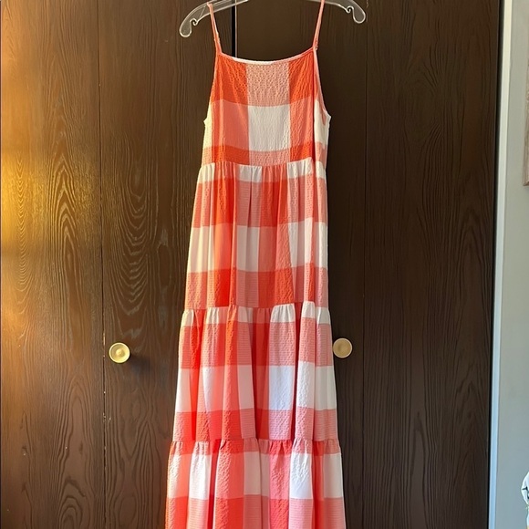 Lou & Grey Dresses & Skirts - Lou & Grey spaghetti strapped orange and cream checked maxi sundress. Size XS